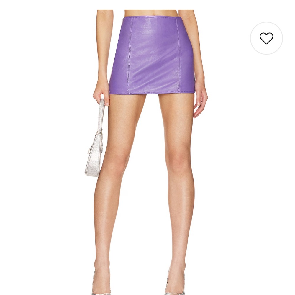Camila Coelho Leather Micro Mini Skirt in Purple